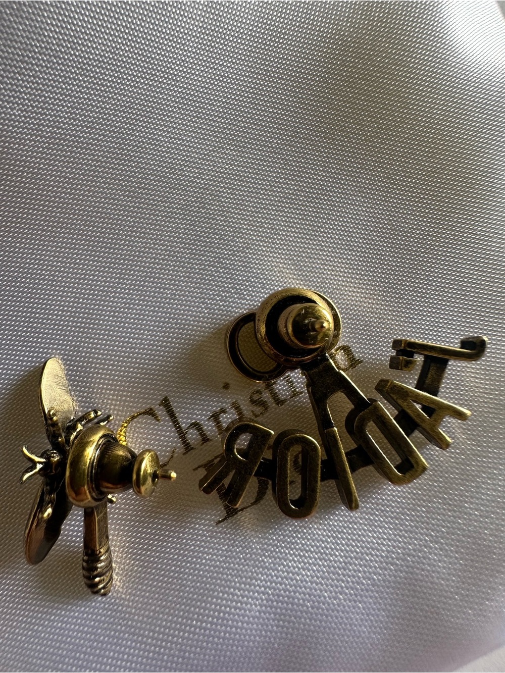 Christian Dior J’Adior Bee Asymmetric Stud Earrings Full Set Authenticated - Picture 6 of 13